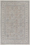 7' X 10' Silver Taupe and Blue Oriental Power Loom Worn Faded Area Rug With Fringe